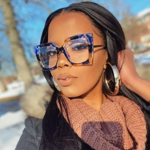 商品图片 58 | B08DF5QRXC | FEISEDY Oversized Square Blue Light Blocking Glasses Eye Strain Glare Pearl Inlay Arm Cat Eye Fashion Eyewear B2639