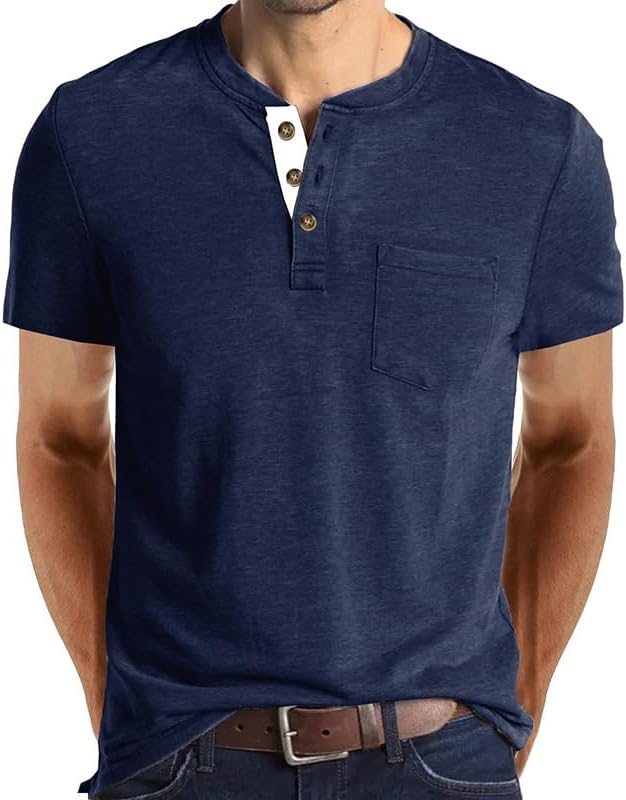 X-Large / Royal Blue|short Sleeved | B0GJLD7SP8 | Men's Long/Short Sleeve Polo Shirt, Soft Cotton Pocket Crew Tee Classic Men Shirts Casual Henley T-Shirt for Golf Daily Wear