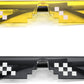商品图片 17 | B09SCSCKL3 | FEISEDY 2PACK Thug Life Sunglasses Funny Pixelated Mosaic Gamer Glasses Party Disco Cool B2876-F2