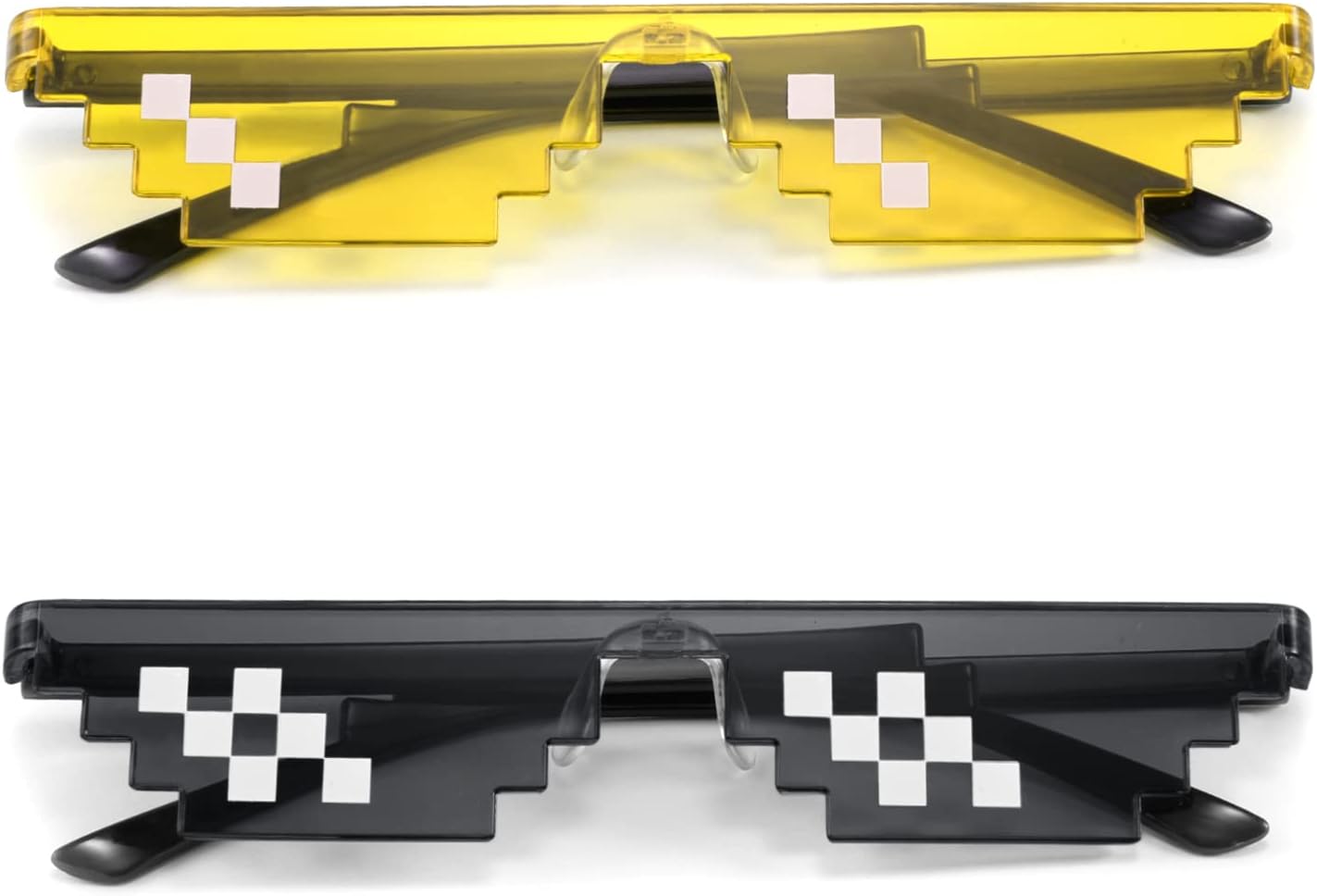 商品图片 17 | B09SCSCKL3 | FEISEDY 2PACK Thug Life Sunglasses Funny Pixelated Mosaic Gamer Glasses Party Disco Cool B2876-F2