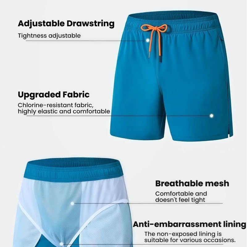 商品图片 3 | B0H4Q8LFHV | Men's Swim Trunks - Quick Dry Swimwear, Mens Swim Suit Beach Shorts with Pockets for Beach