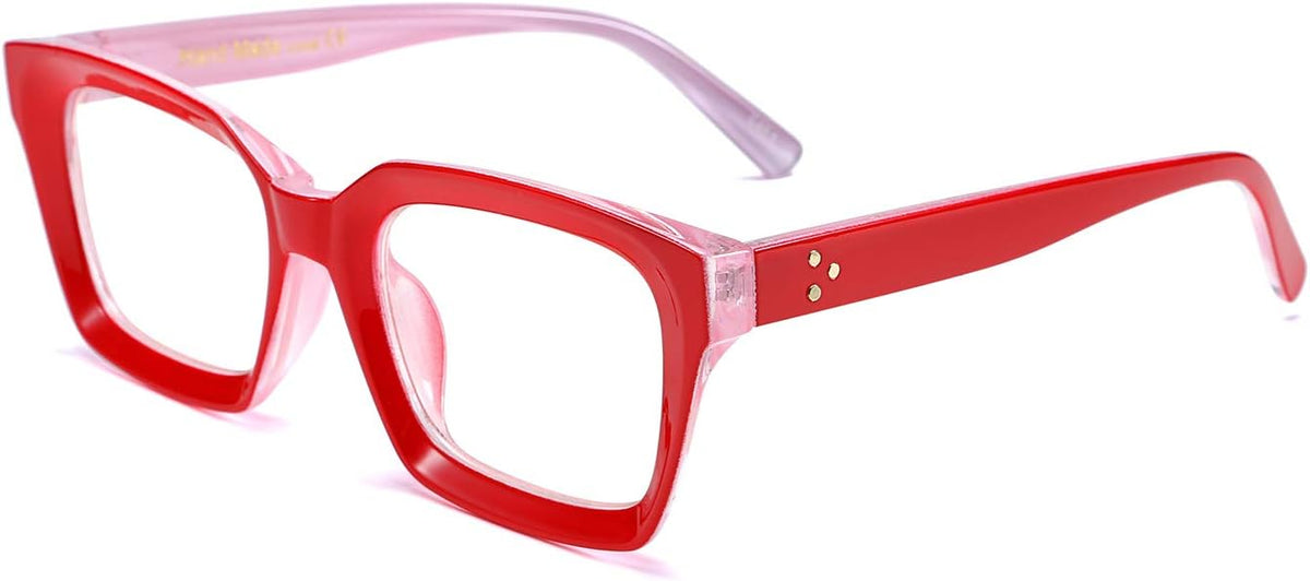 Red Frame With Clear Lenses / 50 Millimeters | B07KVVCNG7 | FEISEDY Glasses Frame Womens, Square Thick Eyeglasses Frame, Classic Eyewear for Men B2461