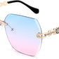 007 Blue Pink | B09M3JHLD5 | FEISEDY Classic Rimless Sunglasses Women Metal Frame Diamond Cutting Lens Sun Glasses B2567