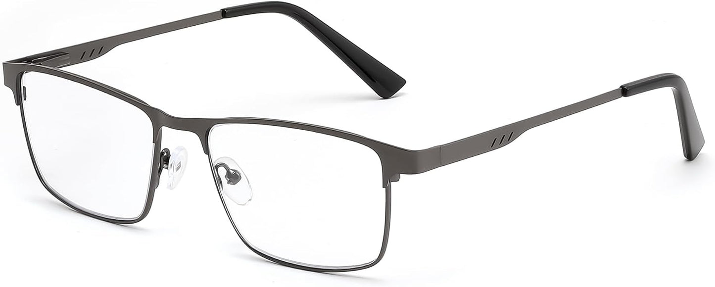 Gun Grey / 1.5 x | B0G1C8LD88 | FEISEDY Classic Blue Light Reading Glasses Men,Metal Frame Readers with Spring Hinge, Anti Glare Eyeglasses for Reading B0337