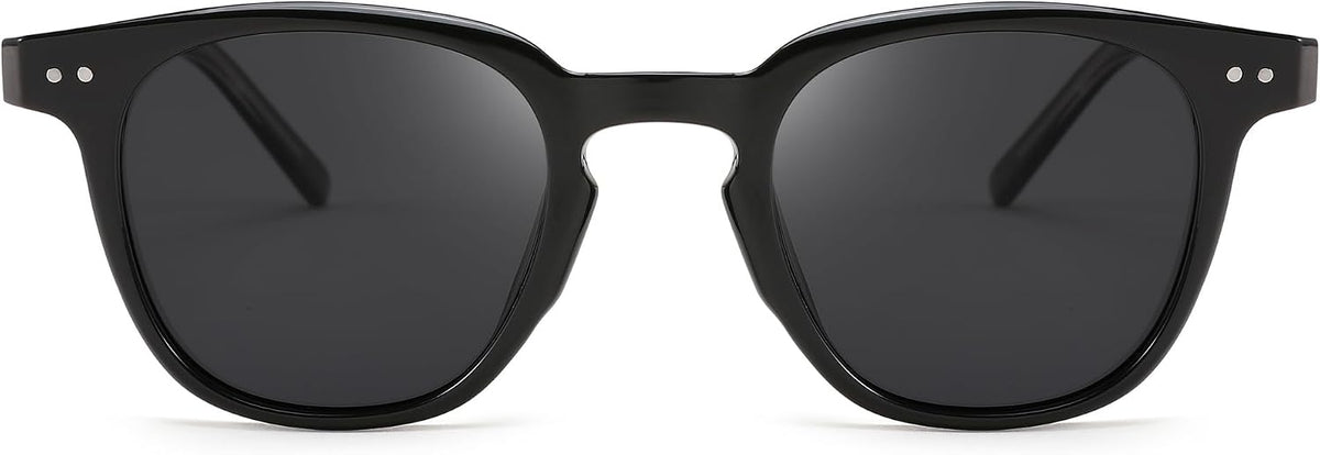 001 Black Frame/Gray Lens / 46 Millimeters | B0CCP76L1W | FEISEDY Classic Polarized Sunglasses Retro Round Sunglasses for Women Men Trendy Shades B0002