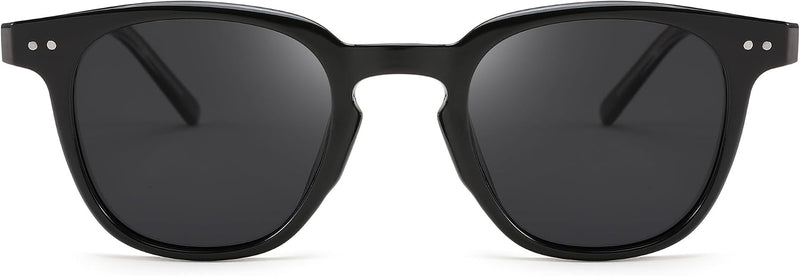 001 Black Frame/Gray Lens / 46 Millimeters | B0CCP76L1W | FEISEDY Classic Polarized Sunglasses Retro Round Sunglasses for Women Men Trendy Shades B0002
