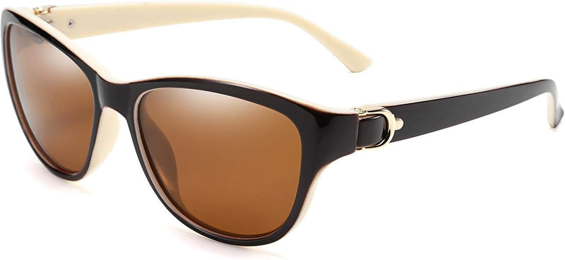 Dark&ivory / 55 Millimeters | B07NXZ3WVF | FEISEDY Women Vintage Polarized Sunglasses Lady Elegant Cateye Sun Glasses B2476