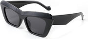 Black / 61 Millimeters | B09TFCLJQ6 | FEISEDY Retro Square Cat Eye Sunglasses Jelly Colored Women Men 90s B2902