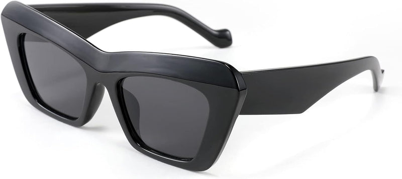 Black / 61 Millimeters | B09TFCLJQ6 | FEISEDY Retro Square Cat Eye Sunglasses Jelly Colored Women Men 90s B2902