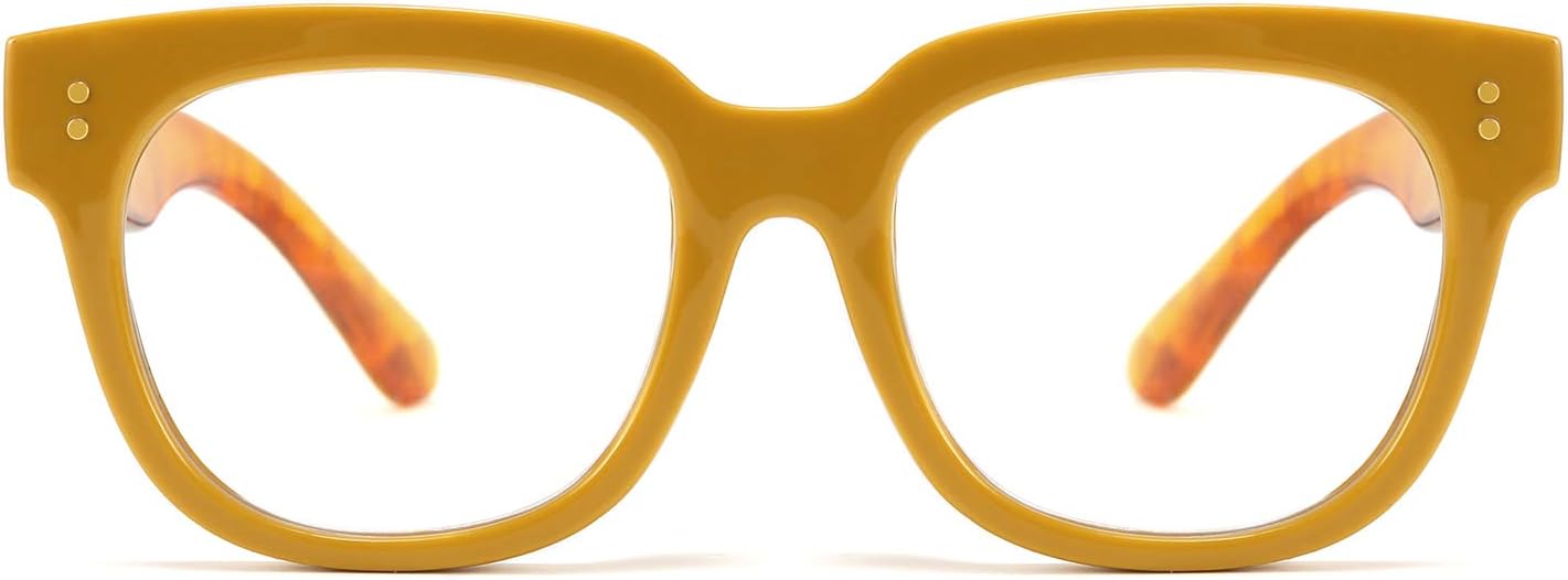 商品图片 27 | B0DBQFZT73 | FEISEDY Retro Square Thick Big Frame Blue Light Blocking Reading Glasses Anti Glare Digital Eyestrain Reader B2523