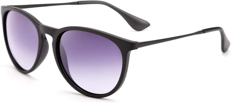 Matt Black/Gradient Gray / 55 Millimeters | B0836G9MSR | FEISEDY Polarized Sunglasses Women Men Vintage Round Classic Mirrored Sun Glasses B2571