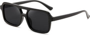 008 Black & Grey / 52 Millimeters | B0D445GZ1S | FEISEDY Retro 70s Aviator Sunglasses for Women Men Trendy Flat Square Frame UV400 Sunglasses B0174