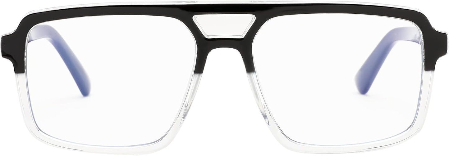 商品图片 36 | B0D9NJ18RZ | FEISEDY Retro Aviator Square Blue Light Glasses for Men Women B0209