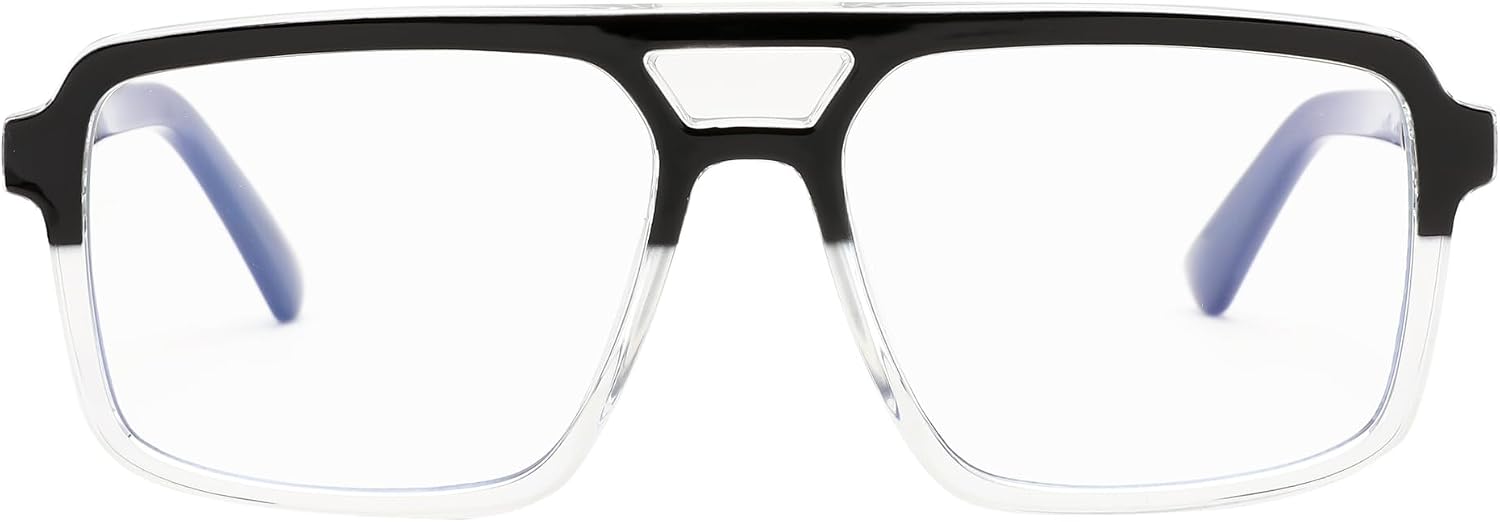 商品图片 36 | B0D9NJ18RZ | FEISEDY Retro Aviator Square Blue Light Glasses for Men Women B0209