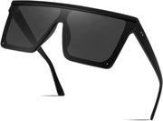 Black / 60 Millimeters | B07M6148TY | FEISEDY Oversized Sunglasses Mens Womens Flat Top Square Trendy Visor Shades UV400 B2470