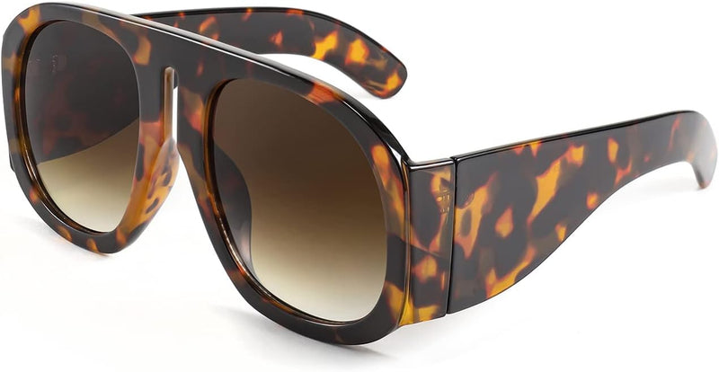 Leopard / 55 Millimeters | B08XM7ZZ3W | FEISEDY Retro Trendy Avaitor Sunglasses for Women Men Oversized Vintage 70s 80s Sunglasses Flat Top Shield Shades B2745
