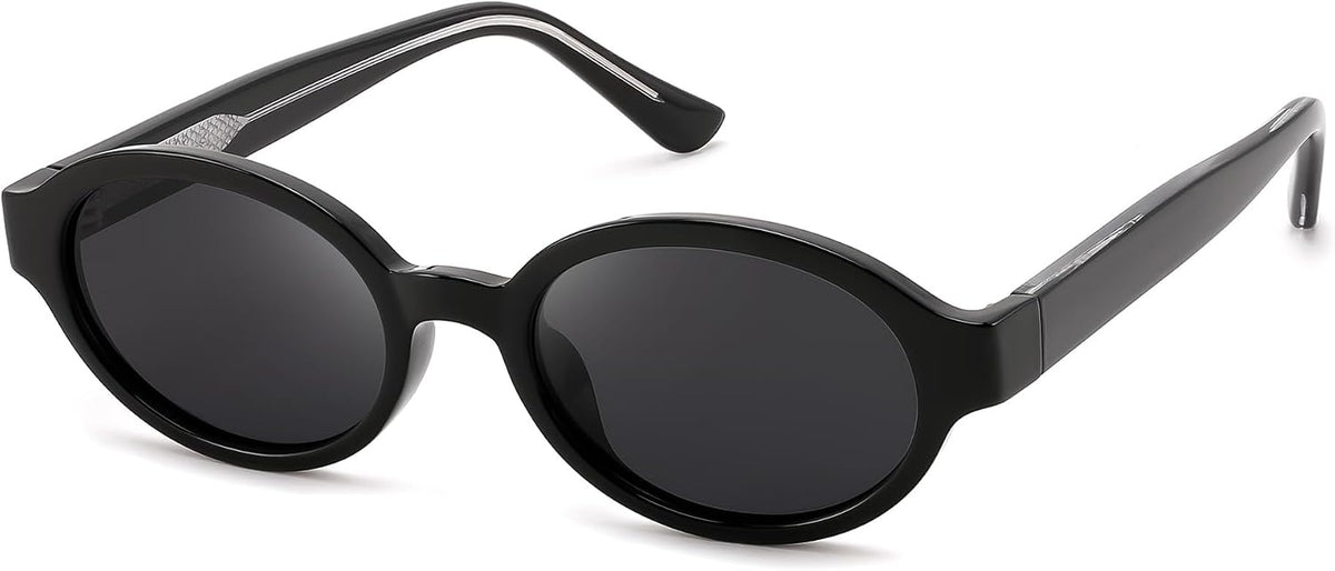 Black & Grey / 52 Millimeters | B0H1WD7Q62 | FEISEDY Retro Oval Y2K Polarized Sunglasses for Women Men B0442
