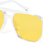 004 Transparent Frame/Yellow Lens / 57 Millimeters | B09J874Z32 | FEISEDY Retro Square Aviator Sunglasses Women Men 70s Vintage Trendy Plastic Frame Sun Glasses B2835
