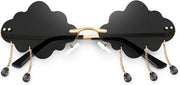 ÉÌƷͼƬ 55 | B09K7C4FB7 | FEISEDY Retro Dripping Cloud Shaped Tassel Sunglasses Rimless Women Funny Party Disco Eyewear B2834