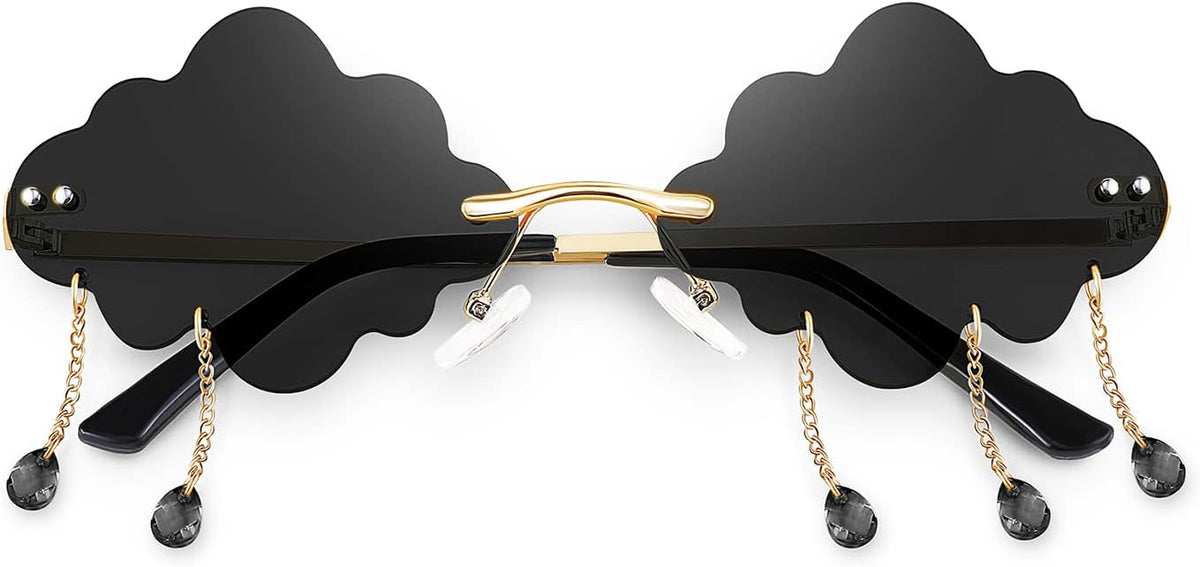 ÉÌƷͼƬ 55 | B09K7C4FB7 | FEISEDY Retro Dripping Cloud Shaped Tassel Sunglasses Rimless Women Funny Party Disco Eyewear B2834