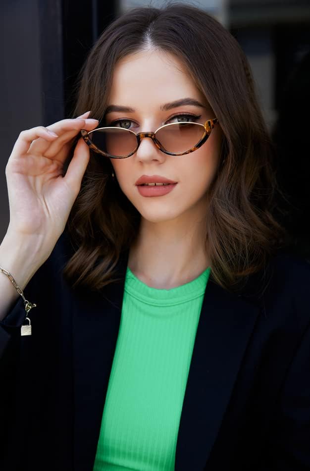 ÉÌƷͼƬ 23 | B09P86RSS8 | FEISEDY Fashion Small Cat Eye Sunglasses for Women Retro Trendy Cool Sun Glasses B2864