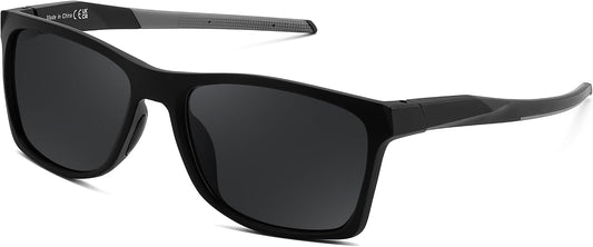 Black Frame & Grey Lens / 58 Millimeters | B0H1W4CQTC | FEISEDY Square Polarized Sunglasses for Men Women Lightweight B0441