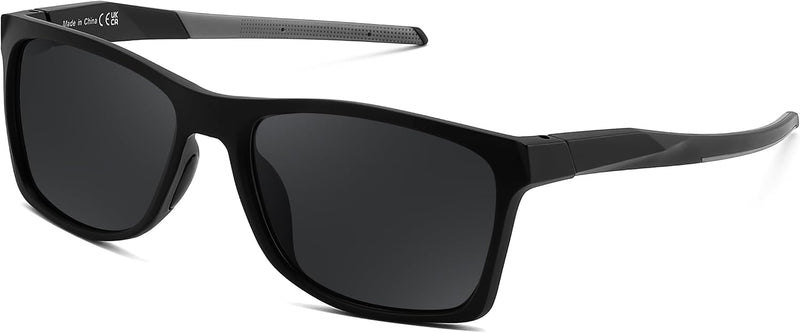 Black Frame & Grey Lens / 58 Millimeters | B0H1W4CQTC | FEISEDY Square Polarized Sunglasses for Men Women Lightweight B0441