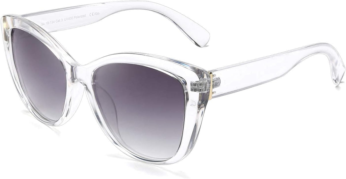 Transparent Grey / 56 Millimeters | B086BYRG57 | FEISEDY Polarized Vintage Sunglasses American Womens Square Jackie O Cat Eye Sunglasses B2451