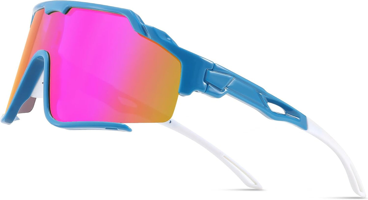 Blue Frame Purple Mirrored Lens / Large | B0CTQCHB5X | FEISEDY Polarized Sports Sunglasses for Men Women, Baseball Cycling Fishing Sunglasses UV400 Protection B0134