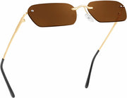 Brown / 55 Millimeters | B0B6TW3GJT | FEISEDY Rimless Sunglasses Y2K Retro Small Narrow Rectangle Shades B2643