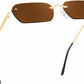 Brown / 55 Millimeters | B0B6TW3GJT | FEISEDY Rimless Sunglasses Y2K Retro Small Narrow Rectangle Shades B2643