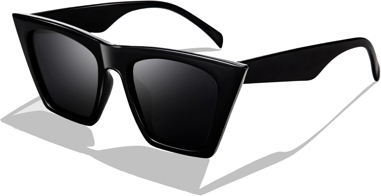 Black / 52 Millimeters | B07N5KRP8H | FEISEDY Vintage Square Cat Eye Sunglasses Women Trendy Cateye Sunglasses B2473