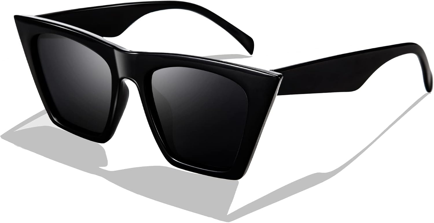 Black / 52 Millimeters | B07N5KRP8H | FEISEDY Vintage Square Cat Eye Sunglasses Women Trendy Cateye Sunglasses B2473