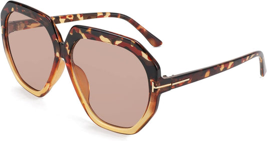 003 Leopard Light Yellow Frame/Tea Lens / 58 Millimeters | B09PDQ581T | FEISEDY Oversized Square Sunglasses Women Trendy Large Frame UV 400 Protection Shades B2859