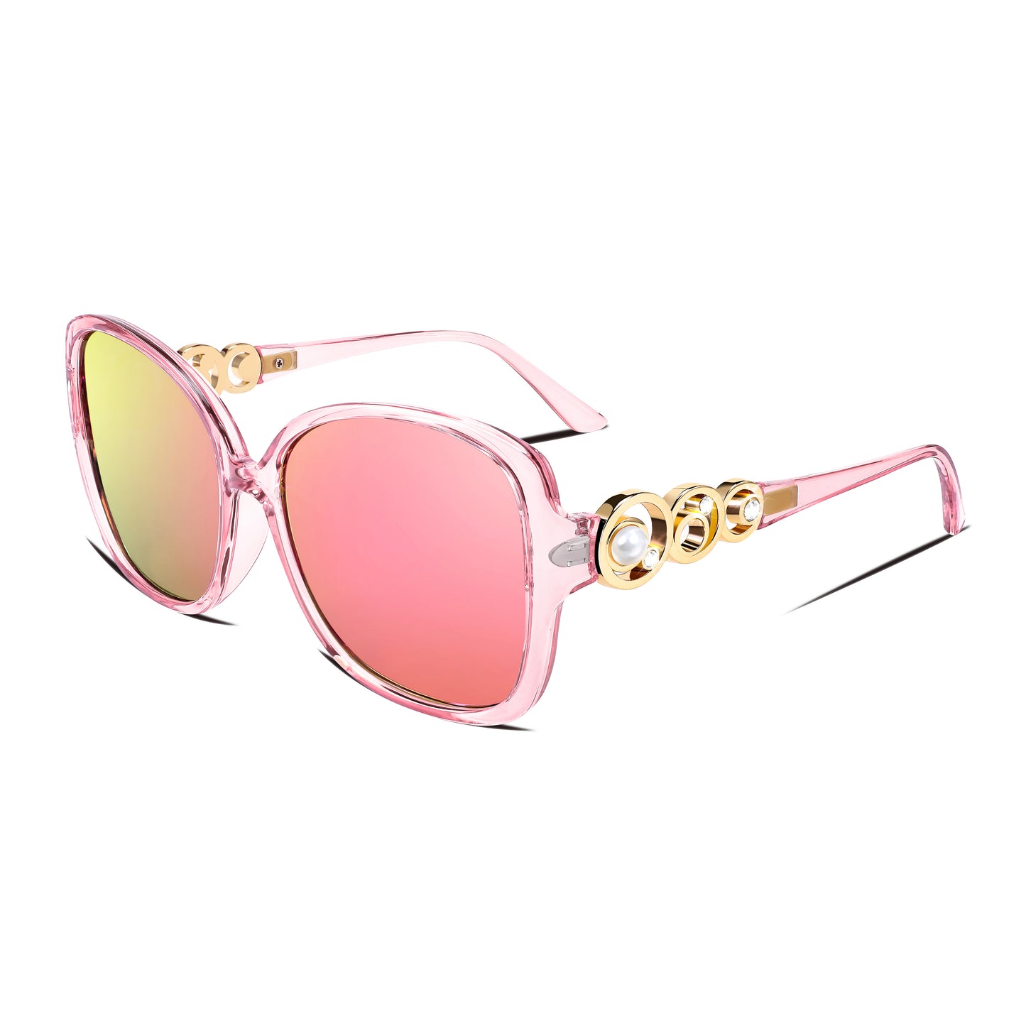 FEISEDY Women's Fashion Sunglasses, Oversized Square Frame with Pearl Sparkling, Polarized UV Protection B2821