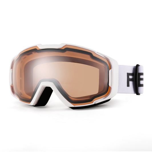 FEISEDY Ski Goggles, OTG Snow Sport Goggles for Adult Youth, Anti-Fog UV400 Protection Bendable Dual-Lenses B2961