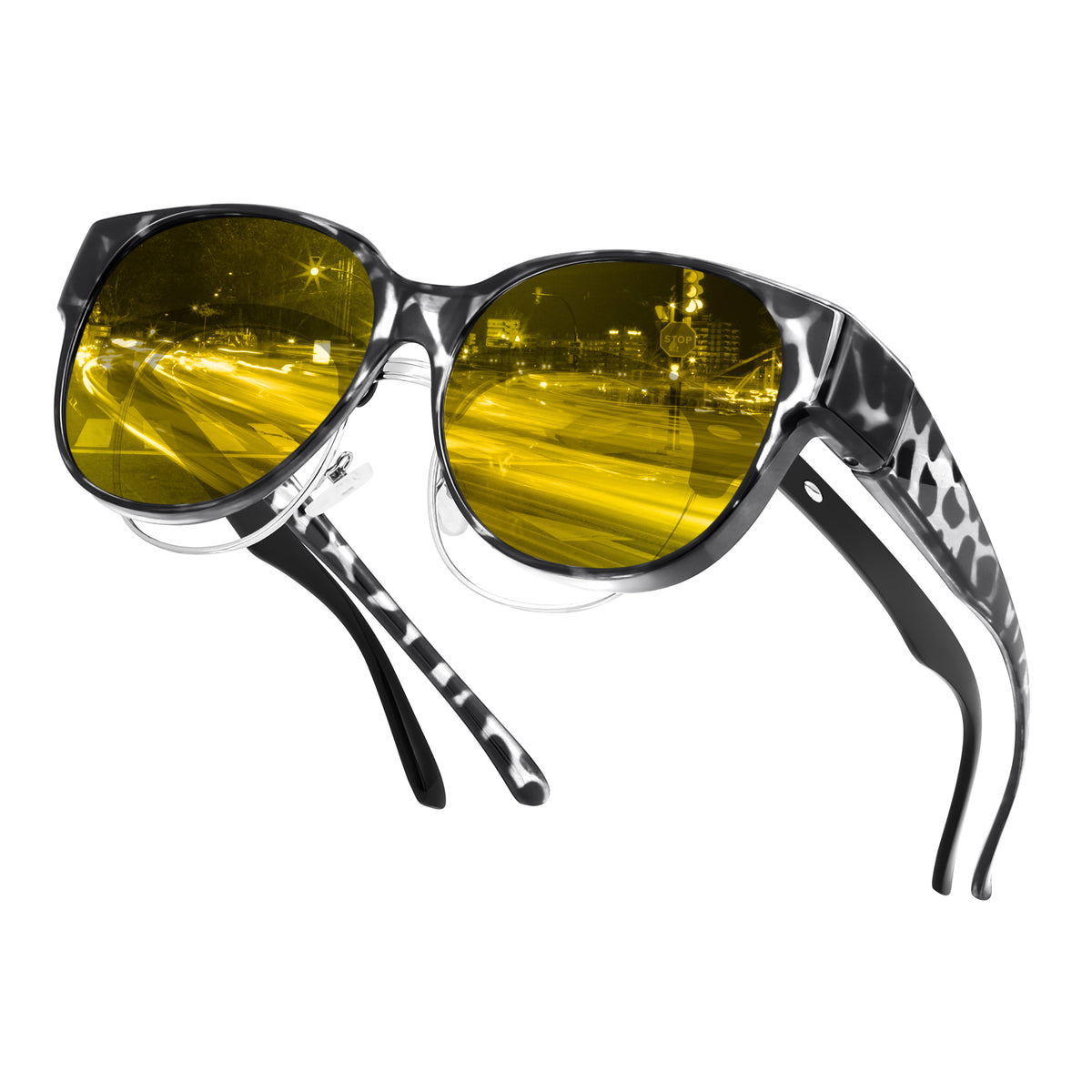 FEISEDY Night Vision Driving Glasses Polarized Fit Over Eyewear for Women B0331