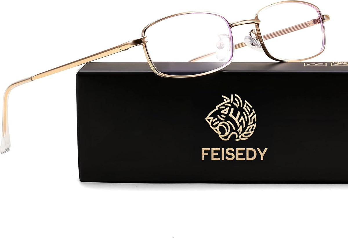 ÉÌƷͼƬ 5 | B0DQ3B3RQP | FEISEDY Vintage Blue Light Glasses for Women Metal Y2K Rectangle Glasses Gold Silver Fake Nerd Eyewear Frame B0271