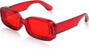 Red / 68 Millimeters | B0B12FR5ZD | FEISEDY Rectangle Sunglasses for Women Men Retro Y2k 90s Thick Frame Chunky Square Sunglasses UV400 Protection B2307