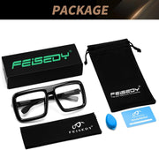 ÉÌƷͼƬ 8 | B0DFY73V8M | FEISEDY Square Oversized Blue Light Glasses Thick Fake Eyewear Frame for Women Men Nerd Glasses Costume Accessories B0241