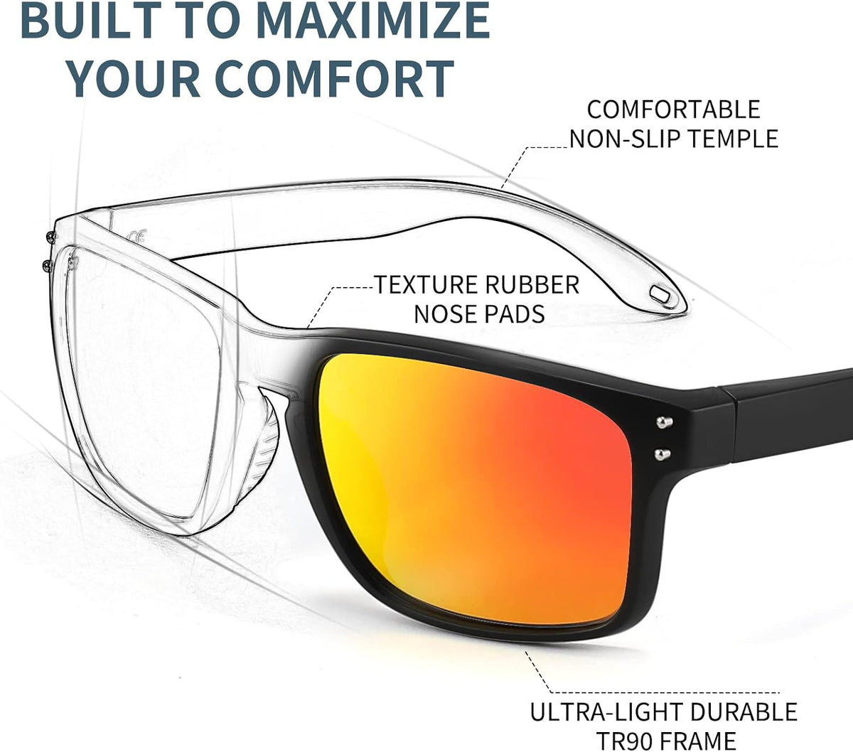 ÉÌƷͼƬ 11 | B09P11P3PC | FEISEDY Polarized Sports Sunglasses for Men Women, Classic Fishing Driving Cycling Goggles, UV400 Protection B2234