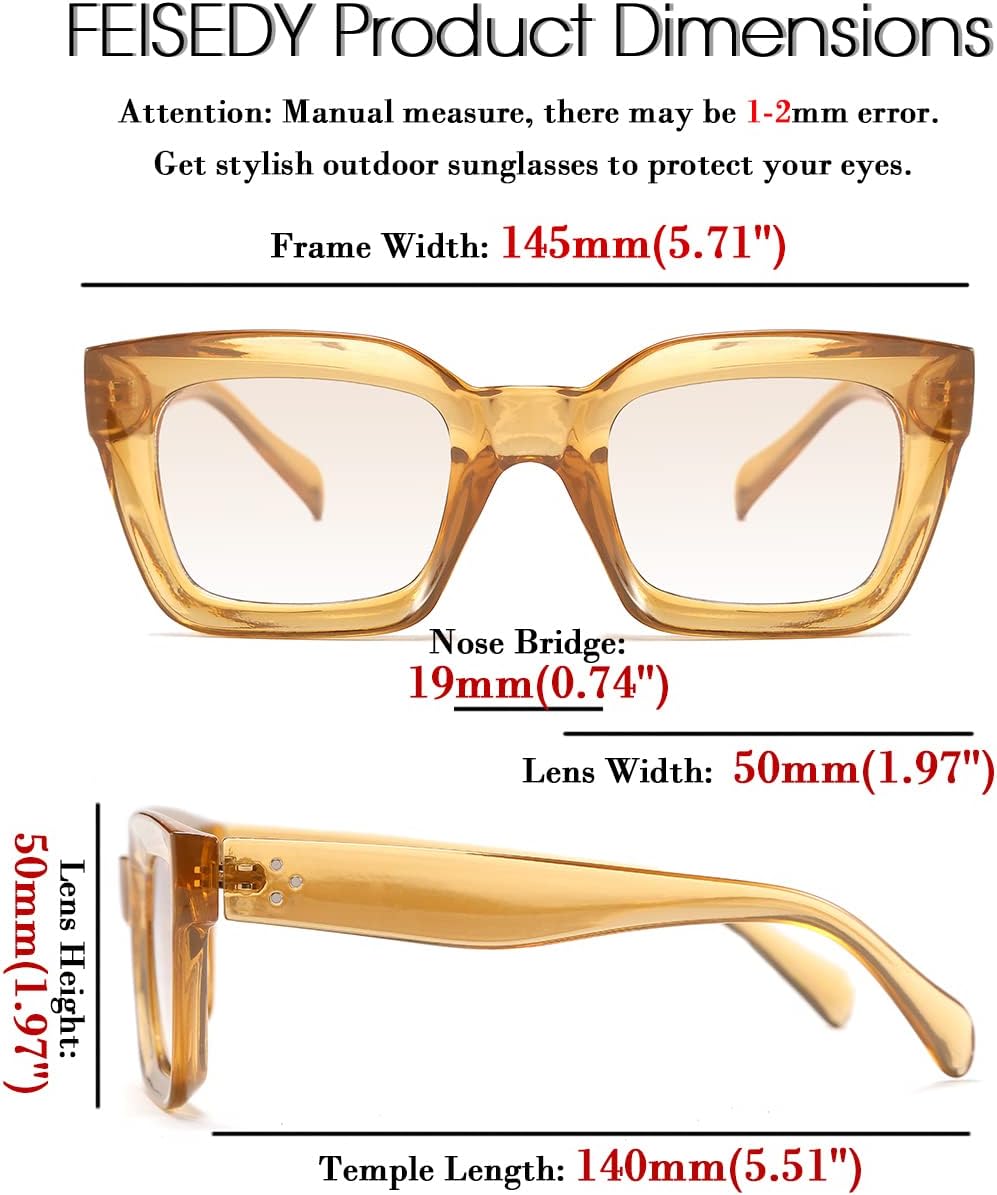 ÉÌƷͼƬ 80 | B07MNGNLNT | FEISEDY Classic Women Sunglasses Fashion Thick Square Sun Glasses B2471