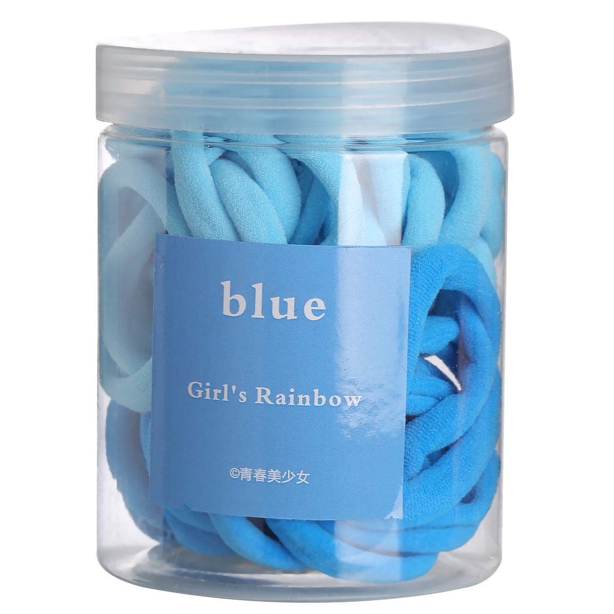 商品图片 5 | B0GZK8K695 | 50PCS No Damage Blue Hair Ties for Girls Women, Seamless Soft Elastic Hair Bands, Ponytail Holders for All Hair Types