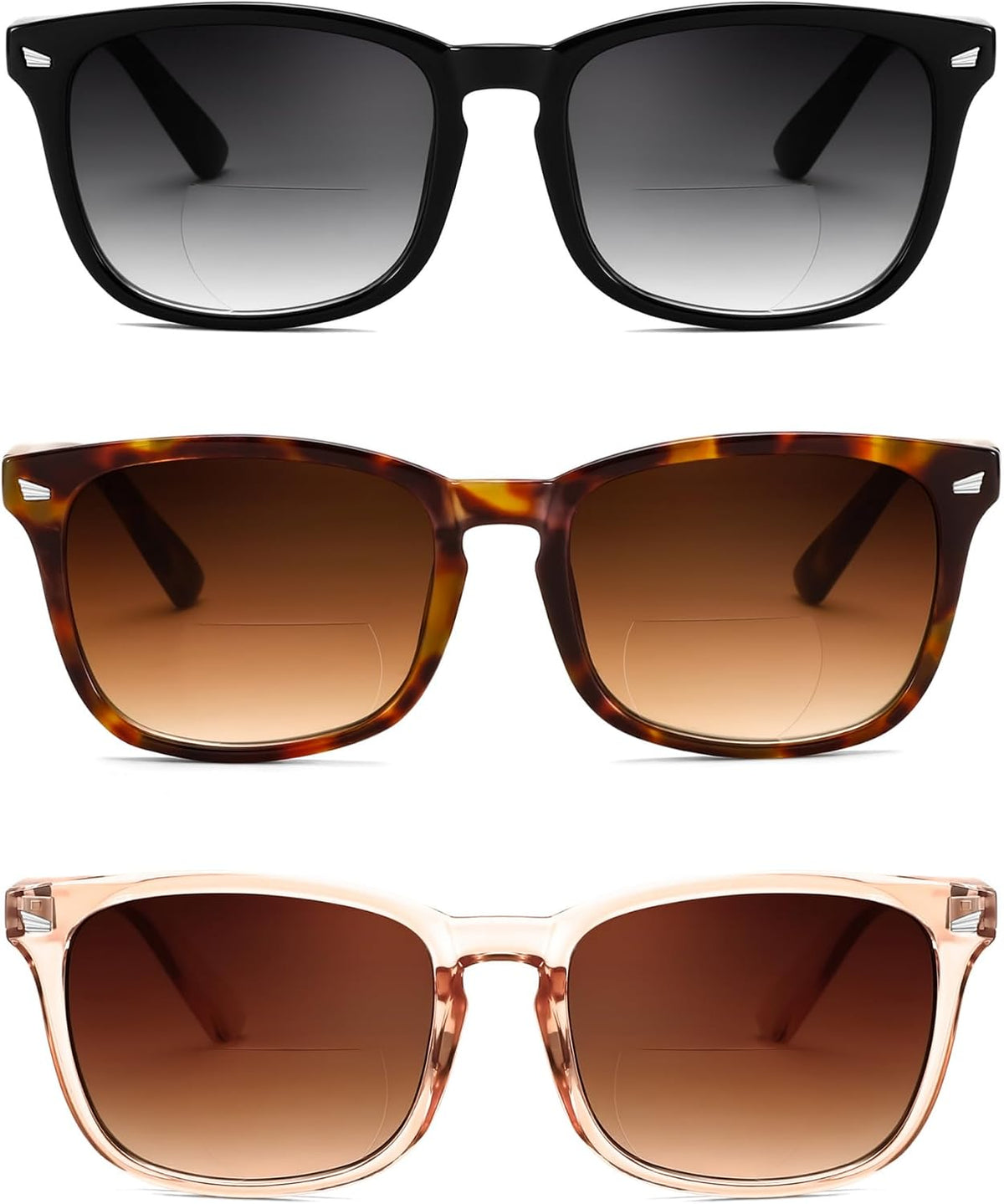 Black+tea+tortoise / 2.5 x | B0FQNYCQGC | FEISEDY Classic Bifocal Reader Sunglasses for Women Men Square Blue Light Reading Glasses B0231