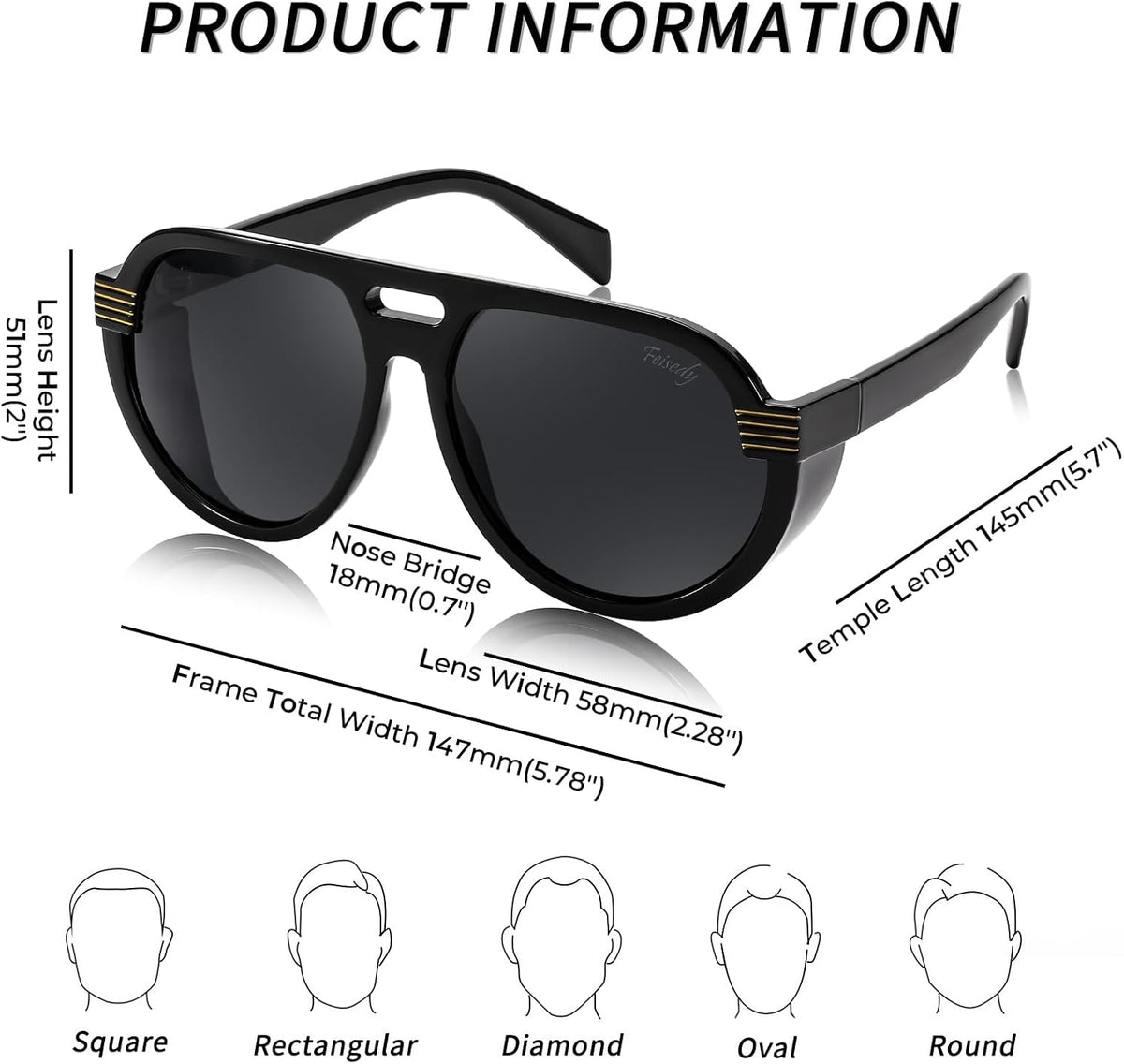 ÉÌƷͼƬ 12 | B0CT8R8S1H | FEISEDY Steampunk with Side Shields Aviator Sunglasses for Men Women 80s Retro Flat Top Oversized Polarized Shades B0096