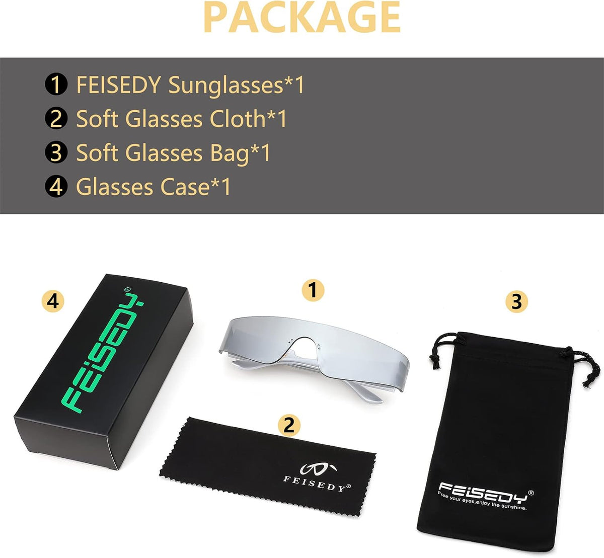 ÉÌƷͼƬ 63 | B0B1V45SXC | FEISEDY Y2K Futuristic Sunglasses Women Men Rimless One Piece Miorred B2927