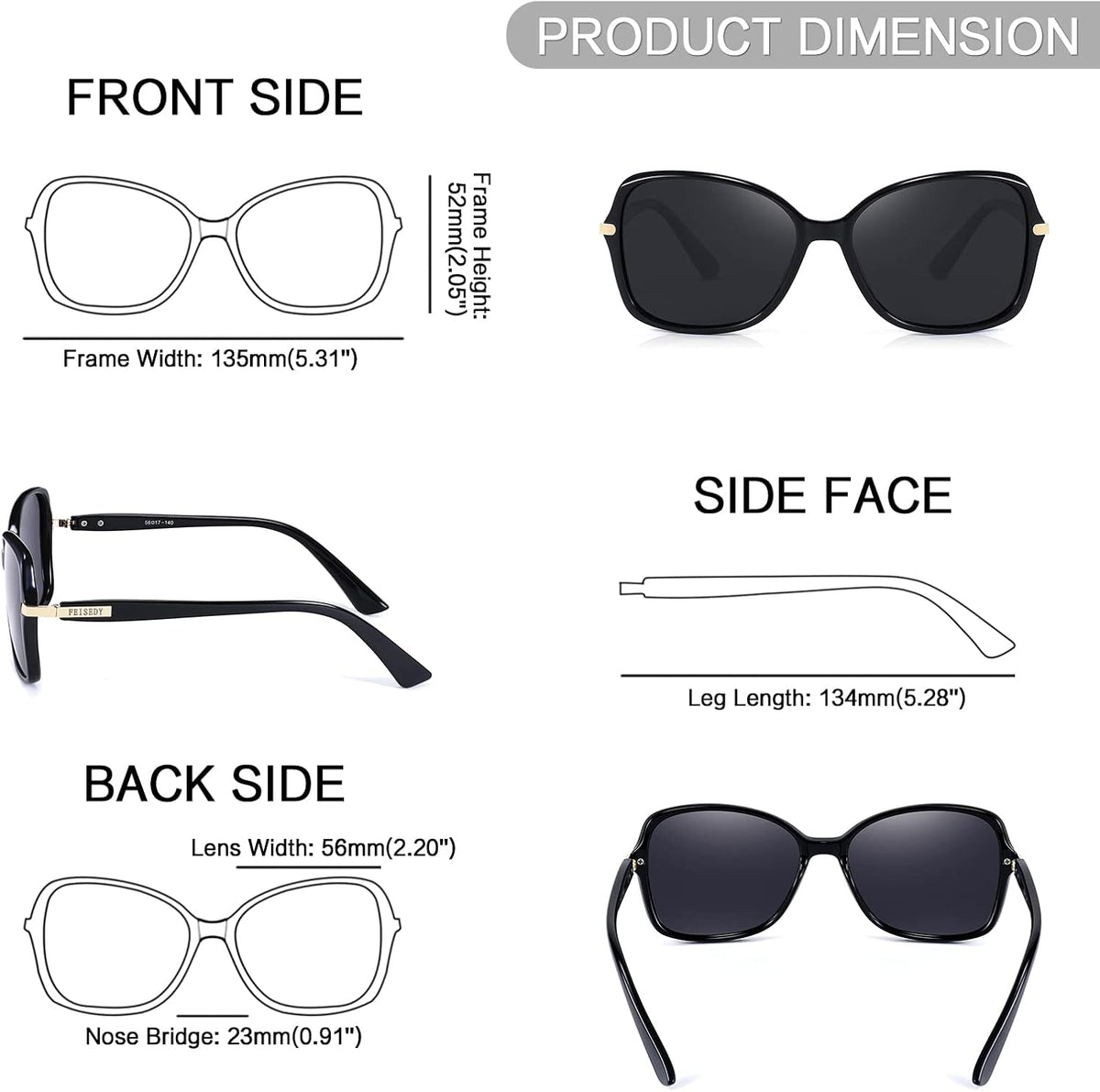 ÉÌƷͼƬ 5 | B09KC567VY | FEISEDY Womens Polarized Sunglasses UV400 Anti Glare Fashion Shades