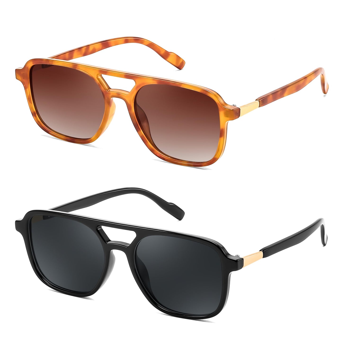 FEISEDY Polarized Pilot Sunglasses for Women Men, Trendy Rectangle Womens Mens Sun Glasses