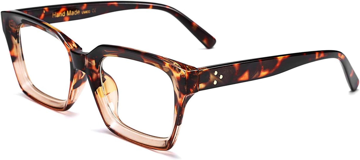 Leopard Frame With Clear Lenses / 50 Millimeters | B07KVTBKKL | FEISEDY Glasses Frame Womens, Square Thick Eyeglasses Frame, Classic Eyewear for Men B2461