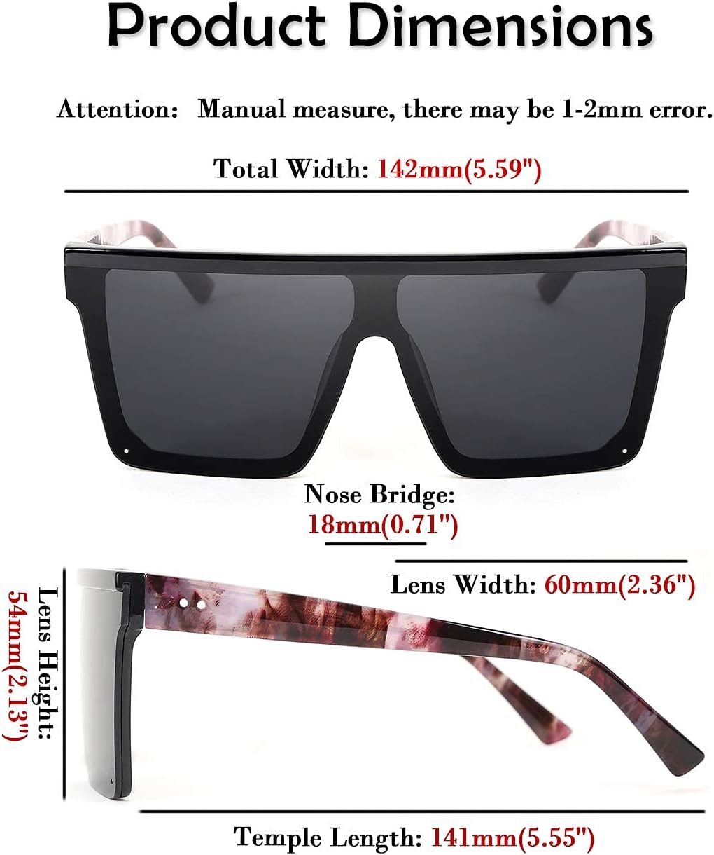ÉÌƷͼƬ 21 | B09H6XXSDN | FEISEDY Oversized Sunglasses Mens Womens Flat Top Square Trendy Visor Shades UV400 B2470
